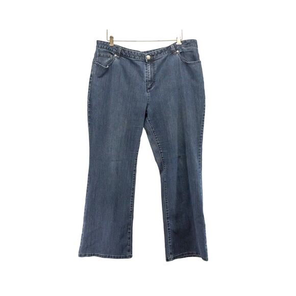 LIZ CLAIBORNE Women's Plus Size 22 Dark Wash Bootcut Stretch Denim Blue Jeans - Picture 2 of 4